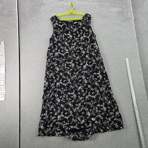 J. Jill Women Dress XL Black Floral A-Line Cottagecore Sleeveless Lined Tank